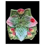MAJOLICA STRAWBERRY LEAF DISH
