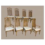 8 THOMASVILLE HIGH BACK CANE BACK DINING CHAIRS