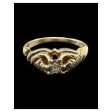 ANTIQUE 14K GOLD MINE CUT FILAGREE DIAMOND RING