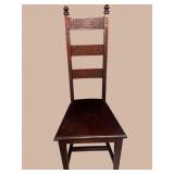 19TH CENT. HIGH BACK CARVED LADDER BACK MAHOGANY
