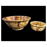 2 PC LOT YELLOW WARE SPONGEWARE MIXING BOWLS