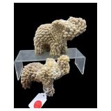 PAIR OF SEA SHELL ENCRUSTED ELEPHANT FIGURINES