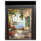 LARGE HARBOR SCENE OIL ON CANVAS