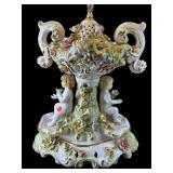 VERY LARGE CAPODIMONTE CHERUBS AND FLOWERS URN