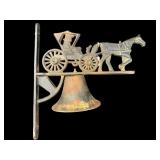 VINTAGE CAST IRON HORSE & CARRIAGE DINNER BELL