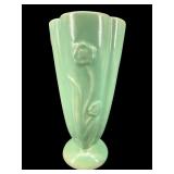 BRUSHED MCCOY POTTERY MINT GREEN FLORAL VASE