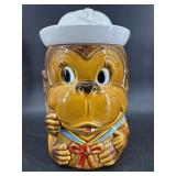 VINTAGE CERAMIC MONKEY SAILOR COOKIE JAR