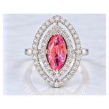 18K WHITE GOLD MOZAMBIQUE PINK SAPPHIRE & D