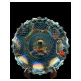 INDIANA GLASS BLUE CARNIVAL RUFFLED BOWL