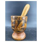 WOODEN MORTAR AND PESTLE