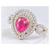 18K W/Y GOLD KASHMIR SAPPHIRE & DIAMOND RING
