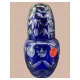 COBALT BOHEMIAN CUT TO CLEAR TUMBLE UP SET
