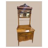 OAK WASHSTAND WITH TOWEL BAR AND MIRROR