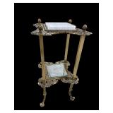 CAST BRASS FRENCH MARBLE TOP STAND