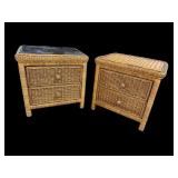2 WICKER 2 DRAWER NIGHTSTANDS