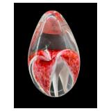 SIGNED GES 2001 ART GLASS FLORAL PAPER WEIGHT