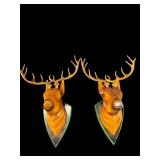 HAND CARVED BLACK FOREST GERMANY DEER HEADS