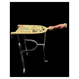 ANTIQUE BRASS AND METAL FIREPLACE TRIVET