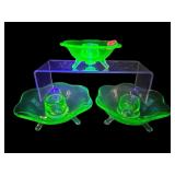 SET OF 3 FENTON URANIUM LOTUS 6 PETAL