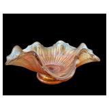 MARIGOLD CARNIVAL GLASS RUFFLED SMALL BOWL
