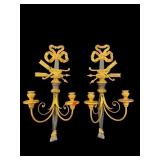 2 ANTIQUE FEDERAL 2 LIGHT WALL SCONCES