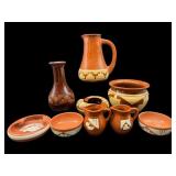 9 PC LOT OF PINE RIDGE INDIAN CRAFTS POTTERY