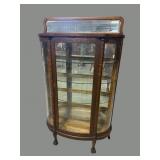 ANTIQUE OAK BOW GLASS CHINA CLOSET