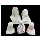 5 PC LOT CERAMIC AND PORCELAIN MADONNA BUSTS