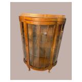 ENGLISH WALNUT BOW FRONT CURIO