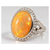 PLATINUM 6.92 CT. OPAL & DIAMOND RING
