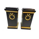2 EBONIZED FRENCH CHALK PEDESTALS