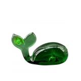 VIKING GREEN WHALE ART GLASS PAPERWEIGHT