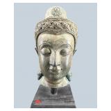 LARGE SOUTHEAST ASIAN BRONZE BUDDHA HEAD