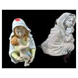 2 PC LOT MADONNA WALL HANGER AND FIGURINE