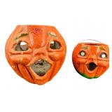 2 PC LOT OF PAPER MACHE HALLOWEEN PUMPKINS