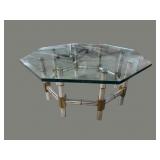 CHROME OCTAGON SHAPE MCM GLASS TOP TABLE