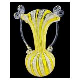 MURANO LATTICINO 2 HANDLE ART GLASS BUD VASE