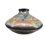 HAND CARVED CLAY DISC VASE
