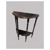 WALNUT 2 TIER HALF ROUND TABLE