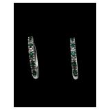 STERLING SILVER EMERALD HOOP EARRINGS