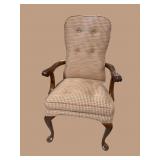 CHERRY QUEEN ANNE OPEN ARM HIGH BACK CHAIR