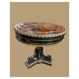 MAITLAND SMITH EBONIZED CARVED DRUM TABLE