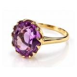 14K YELLOW GOLD 3 CT. AMETHYST RING
