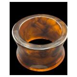LARGE THICK AMBER FAUX TORTOISE SHELL BANGLE;