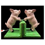 PR OF CAST IRON PIG BOOKENDS