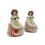 PAIR OF EUROPEAN ANTIQUE PORCELAIN LADY FIGURINES