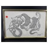 COBRA AND LION DRAWING BY SHAKY CIRCA 2000