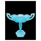 WESTMORELAND BLUE SATIN TROPHY COMPOTE