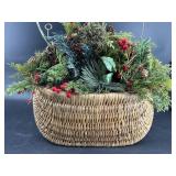 LARGE BASKET WITH FAUX CHRISTMAS DECORATION