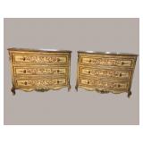 2 PULASKI PAINT DECORATED QUALITY 3 DRAWER CHESTS
